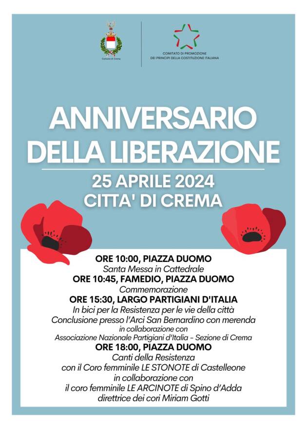 Crema Il programma Festa Liberazione del 25 aprile 20224