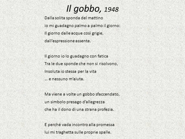 Il gobbo Poesia di Alda Merini presentata  da Massimo Negri