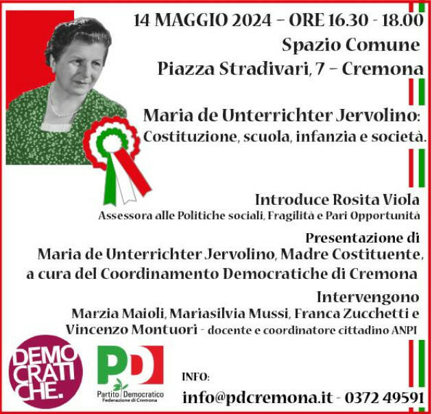 Iniziativa Donne Dem Cremona su Maria de Unterrichter