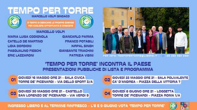 Torre, la lista ‘Tempo Per Torre’ e Volpi incontrano il paese