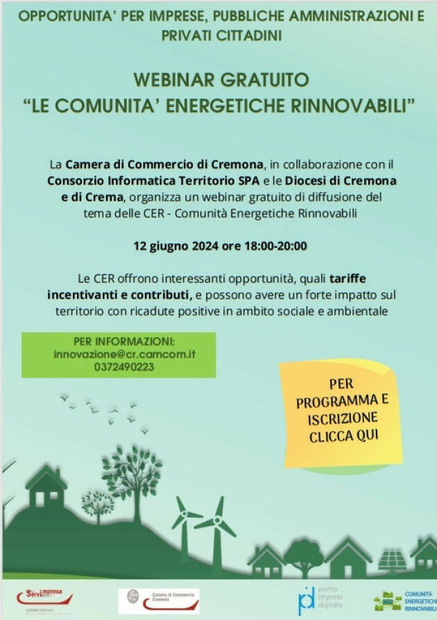  (CR)  Camera di Commercio WEBINAR COMUNITA’ ENERGETICHE RINNOVABILI
