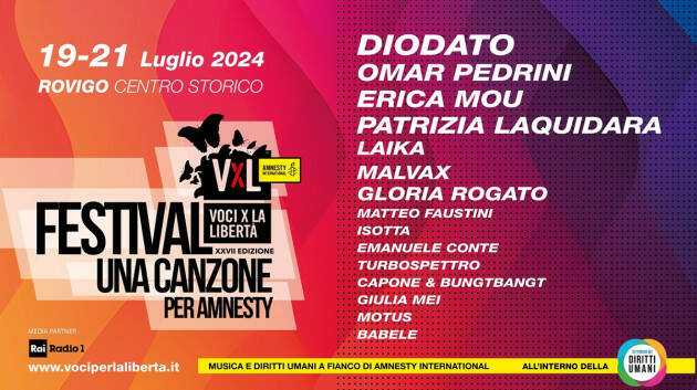 ECCO IL PROGRAMMA DI ‘VOCI PER LA LIBERTÀ – UNA CANZONE PER AMNESTY’ 2024   
