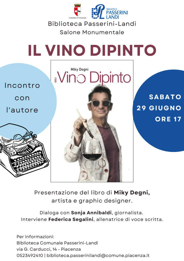 Piacenza la presentazione del libro ‘Il vino dipinto”’di Miky Degni