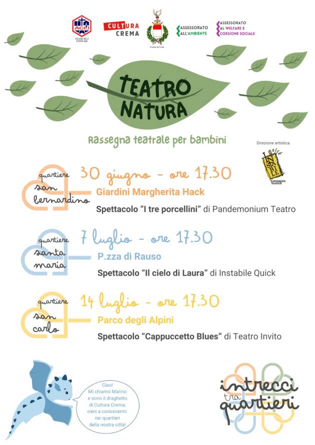 Al via oggi la rassegna 'Teatro Natura': con il draghetto Marino 