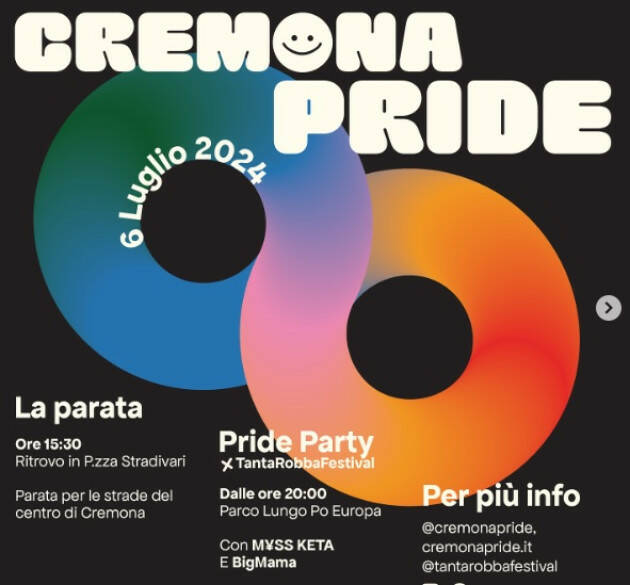 IL PD Partecipa al  Cremona Pride  di sabato 6 luglio 2024