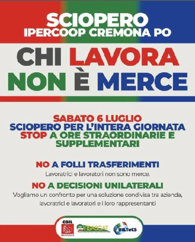 CGIL CR CHI LAVORA NON È MERCE!