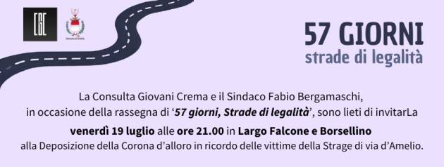 Crema Commemorazione strage Via d’Amelio