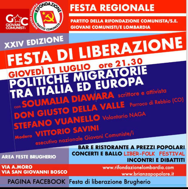 RIFONDAZIONE: AL VIA DOMANI IL SECONDO FINE SETTIMANA DELLA NOSTRA FESTA REGIONALE