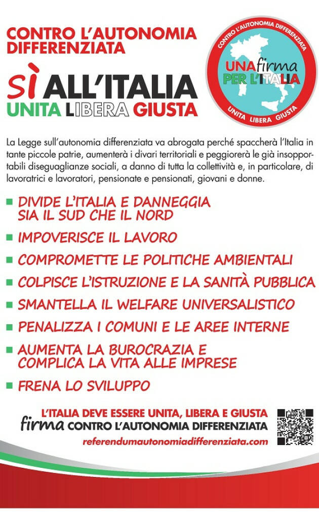 Mutuo soccorso Cesare Pozzo – Ets aderisce alla campagna NO Autonomia differenziata