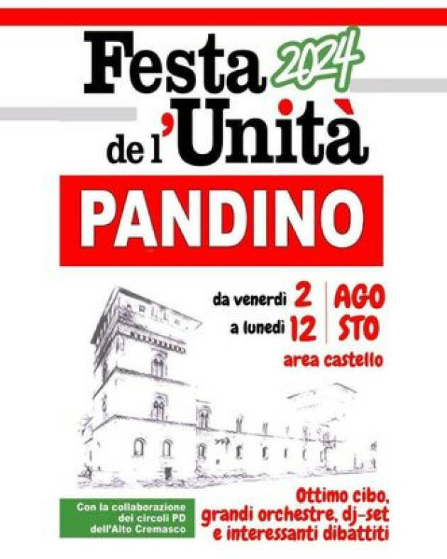 A Pandino Festa dell'Unità  continua fino  al 12 agosto 2024