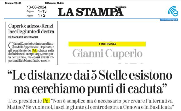 Gianni Cuperlo : le distanze con i 5 stelle esistono,serve un punto di caduta | GC Storti