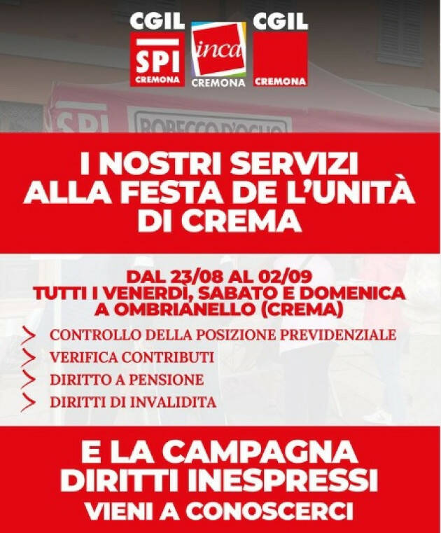 I SERVIZI CGIL ALLA FESTA DE L'UNITÀ DI CREMA