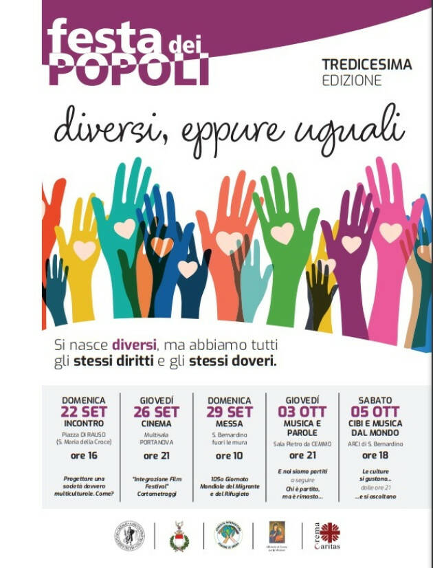 Crema DIVERSI, EPPURE UGUALI, la 13° FESTA DEI POPOLI