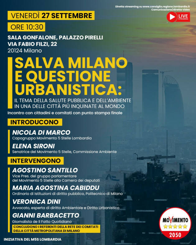 M5S ‘SALVA MILANO E QUESTIONE URBANISTICA’