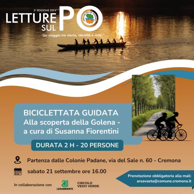  Il 21 settembre e il 4 ottobre due nuovi appuntamenti rassegna Letture sul Po