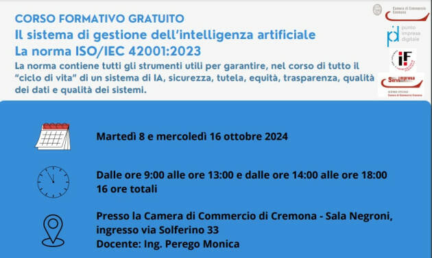 (CR) CAM:COM CORSO FORMATIVO GRATUITO