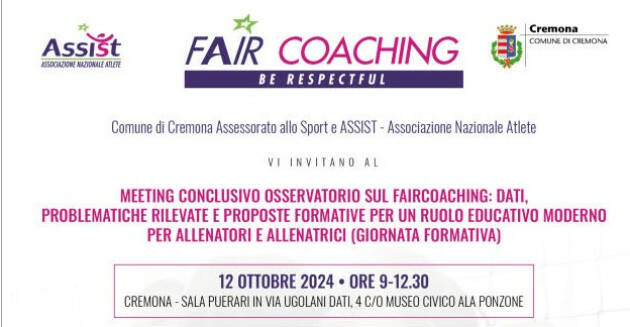 (CR) Il 12 ottobre evento conclusivo del progetto Faircoaching Cremona