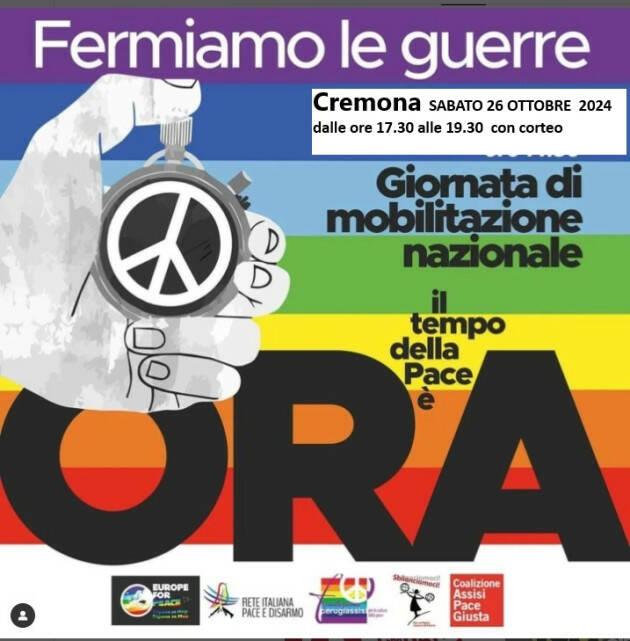 Anche a Cremona MANIFESTAZIONE STRAORDINARIA PER LA PACE CON CORTEO
