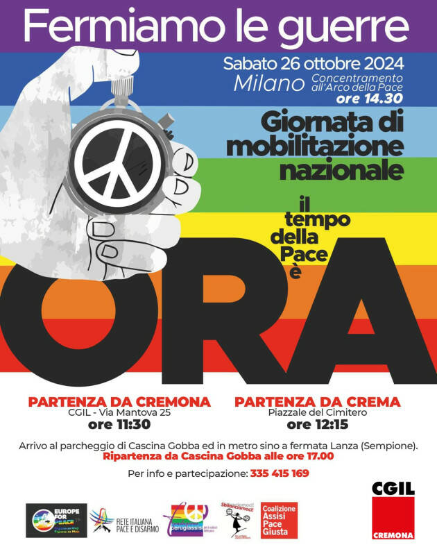 Cgil Cremona 'Fermiamo le guerre, il tempo della Pace è ora'