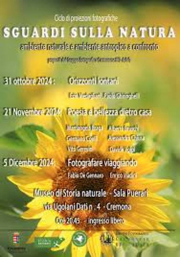 (CR) Sguardi sulla natura, ciclo di proiezioni fotografiche  il 5 dicembre
