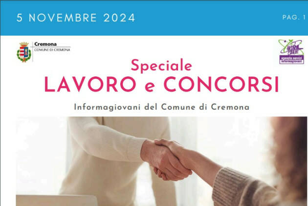 SPECIALE LAVORO CONCORSI Cremona, Crema, Soresina, Casal.ggiore |5 novembre 2024