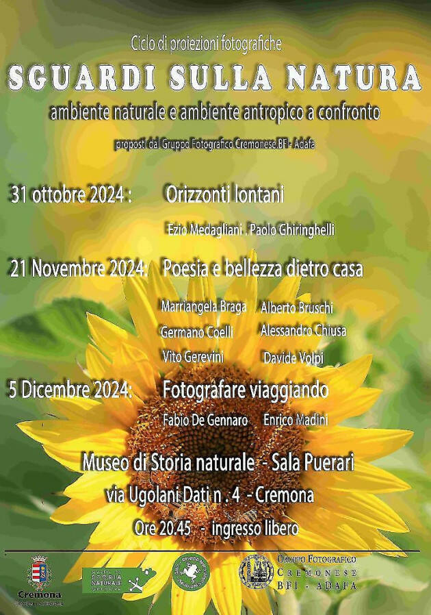 (CR) Sguardi sulla Natura, il 5 dicembre ultimo appuntamento della rassegna