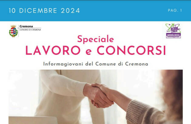 SPECIALE LAVORO CONCORSI Cremona, Crema, Soresina, Casal.ggiore |10 dicembre 2024