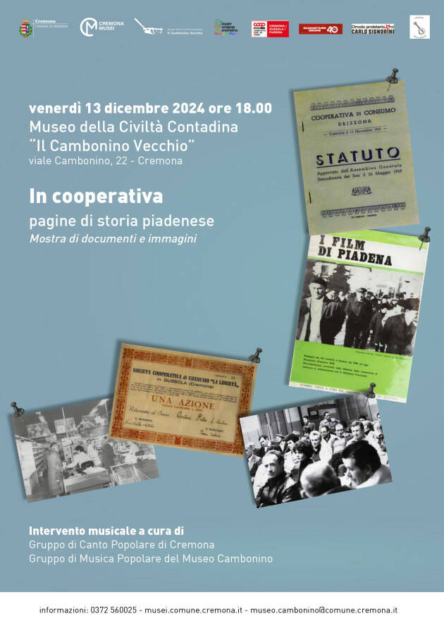 (CR) Al Museo del Cambonino la mostra In cooperativa: pagine di storia piadenese