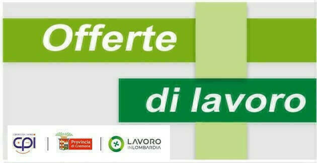 Attive 195 offerte lavoro CPI  17/12/2024 Cremona,Crema,Soresina e Casal.ggiore 