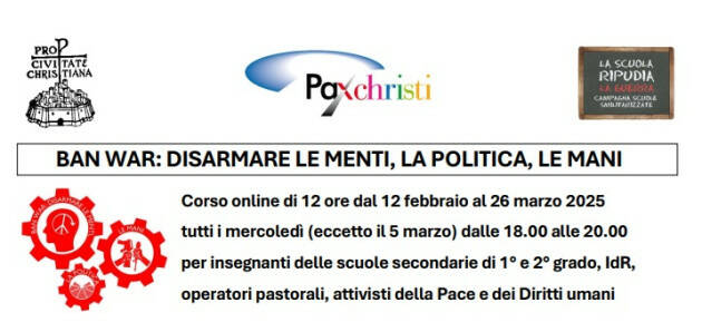 Pax Christi Cremona organizzano il corso online  BAN WAR 