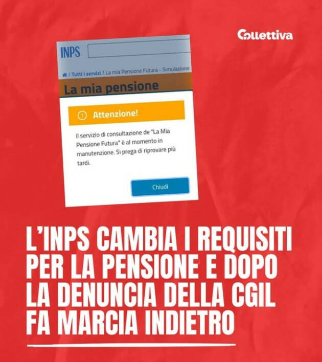 Pensioni dopo denuncia Cgil l'INPS cambia i criteri