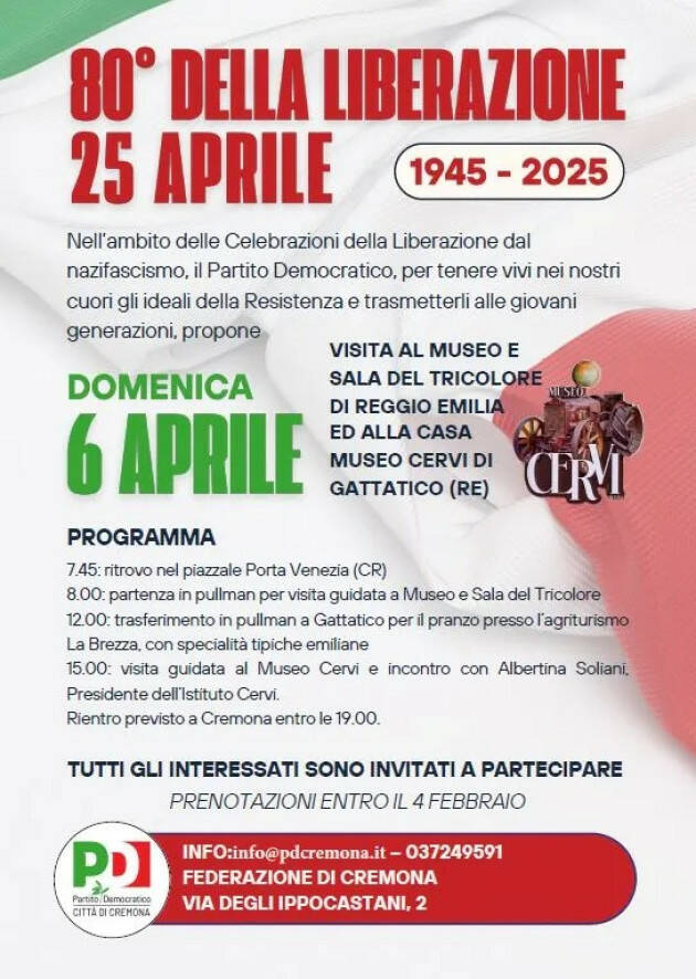 PD Cremona 80° anniversario della Liberazione: visita al Museo Cervi il 6 aprile 2025