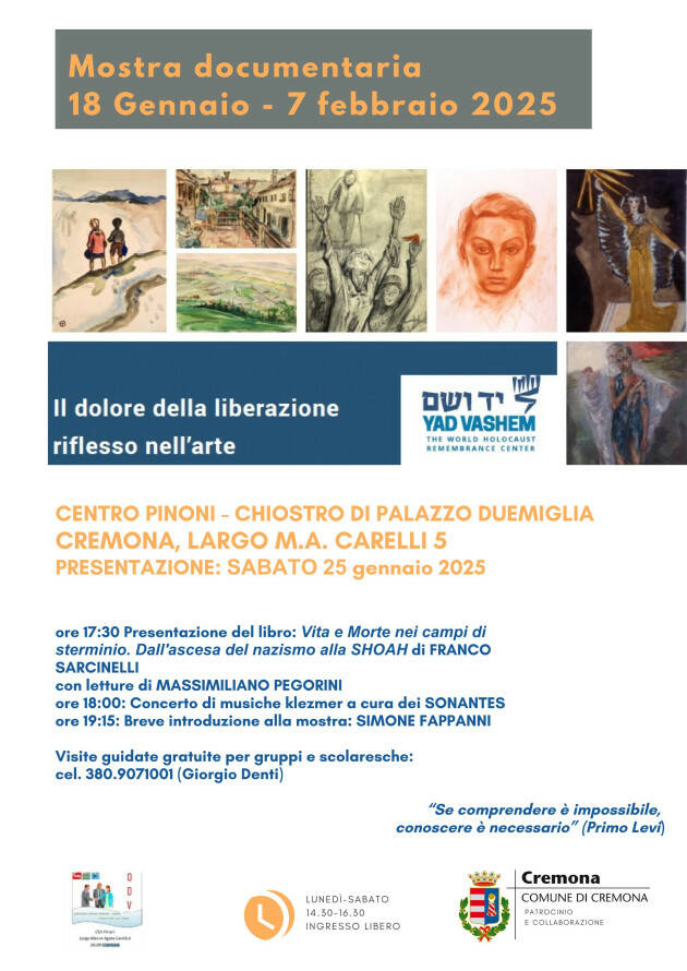 GIORNO DELLE MEMORIA  27 gennaio - LE INIZIATIVE A CREMONA 