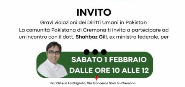(CR) Violazione diritti umani in Pakistan Incontro indetto dalla Comunità Pakistana 