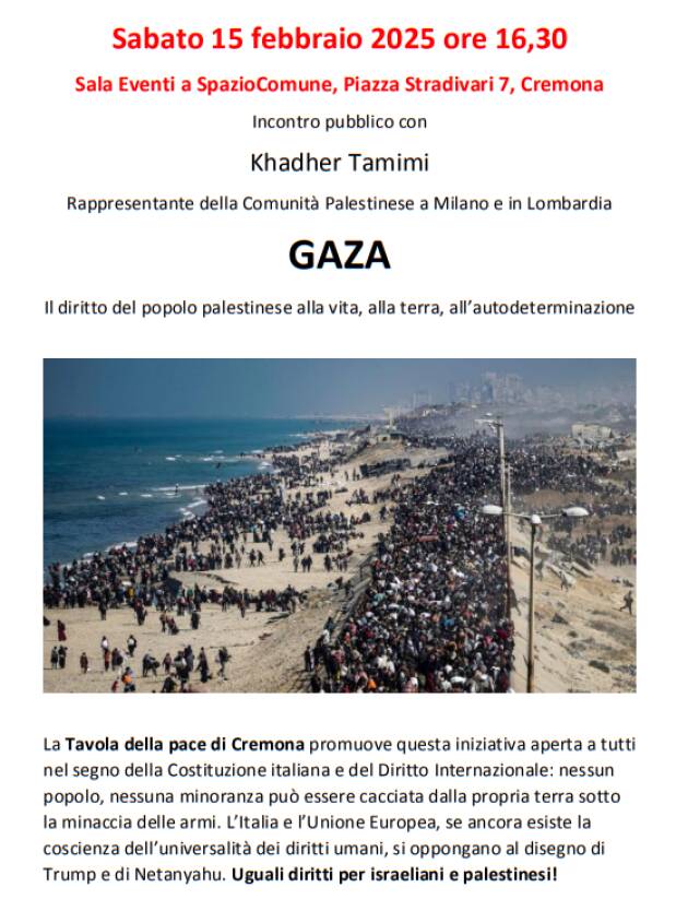 (CR) Tavola Pace Incontro con Khadher Tamimi Rappresentante Comunità palestinese