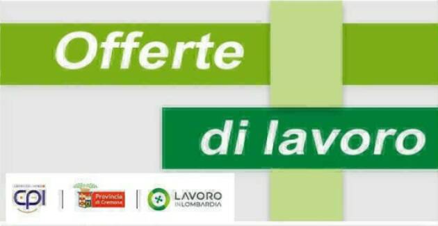 Attive 190 offerte lavoro CPI 11/02/2025 Cremona,Crema,Soresina e Casal.ggiore