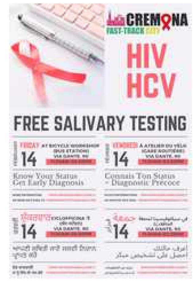 (CR) Ricerca di HIV e HCV: il 14 febbraio, , test salivari gratuiti e anonimi
