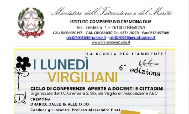 CR) La Scuola per l’Ambiente 'I Lunedì virgiliani” 6ª edizione' Evento 7 aprile