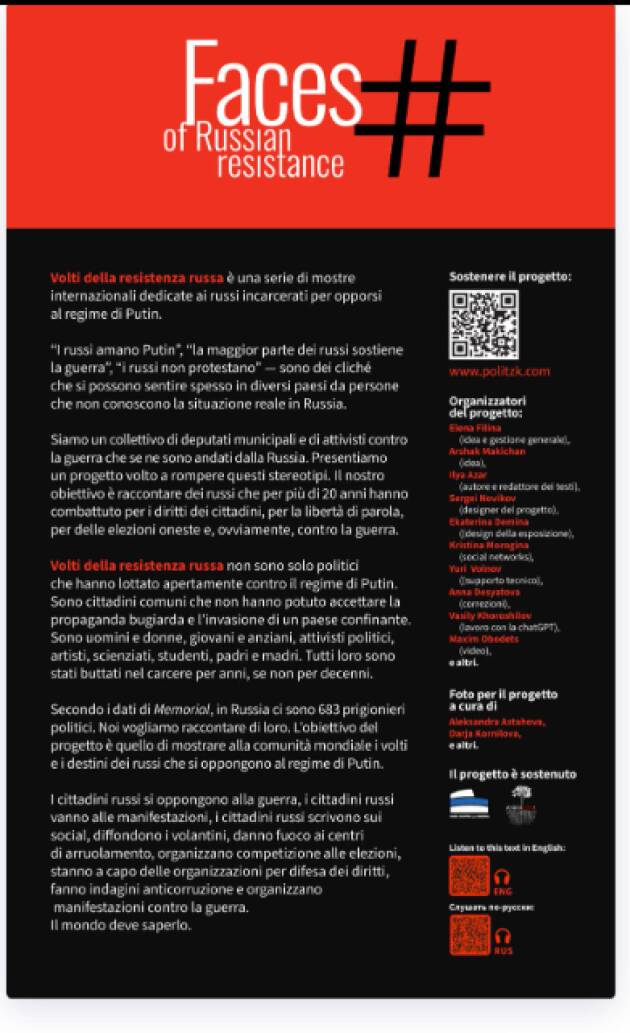 Volti della resistenza russa: A Milano la mostra che racconta il dissenso