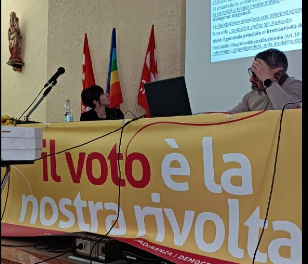 ASSEMBLEA GENERALE REFERENDUM  dalla Cgil 5 SI ai Referendum Abrogativi | Paola Tacchini