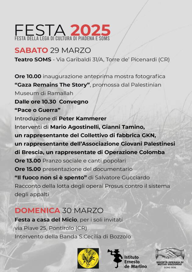 Festa della Lega di Cultura di Piadena e SOMS 2025: un incontro tra cultura