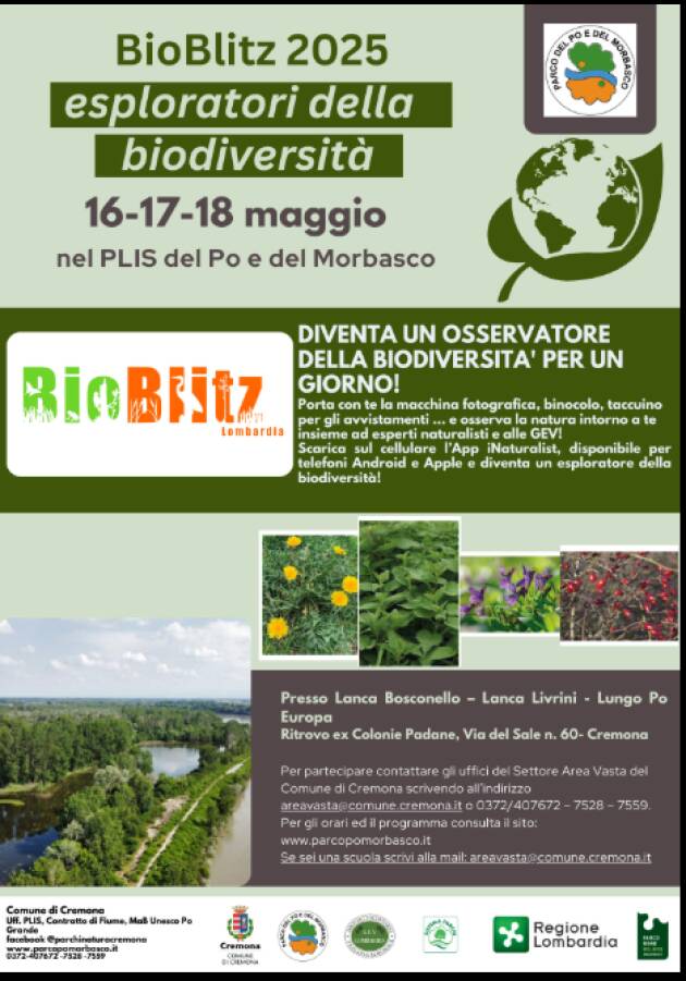 (CR) Torna “BioBlitz” nel Parco del Po e del Morbasco
