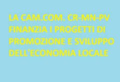 LA CAM.COM. CR-MN-PV  FINANZIA I PROGETTI DI PROMOZIONE E SVILUPPO DELL'ECONOMIA LOCALE