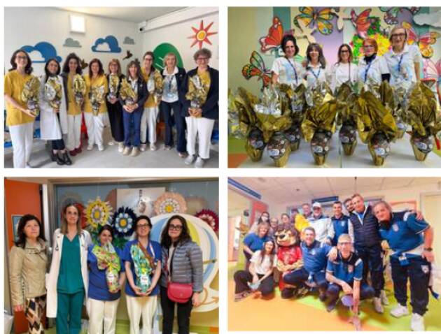 (CREMA) La mitica, Abio e Admo in Pediatria per augurare buona Pasqua 