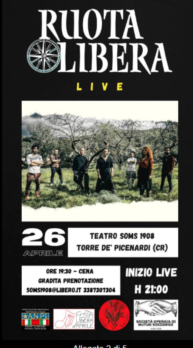 Il Combat Folk/Rock dei Ruota Libera alla Soms per la Festa Libera d’aprile.