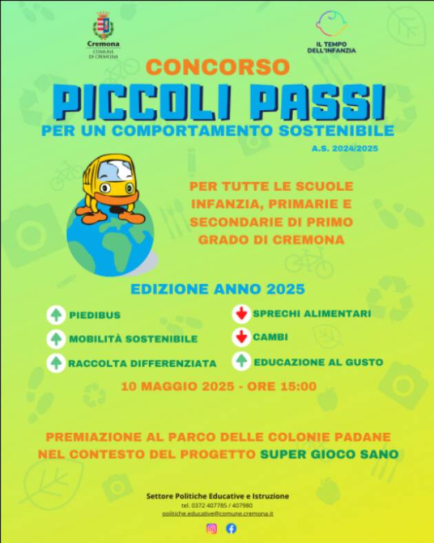 (CR) Concorso “Piccoli Passi per un comportamento sostenibile” nona edizione