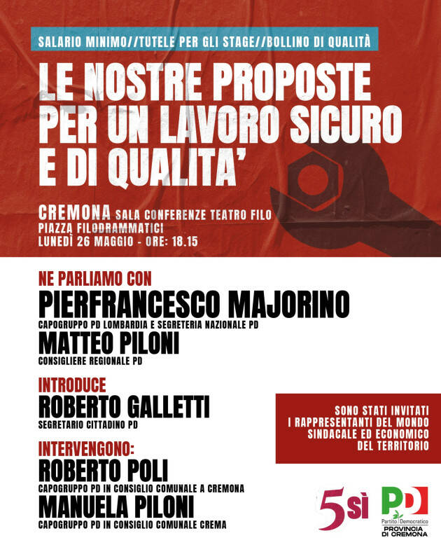Pierfrancesco Majorino (PD) a Cremona per i Referendum 8-9 giugno  