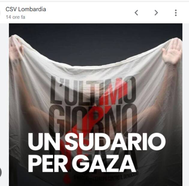 PALAZZO MARINO. IL COMUNE DI MILANO ADERISCE ALLA CAMPAGNA 24 MAGGIO – 50.000 SUDARI PER GAZA