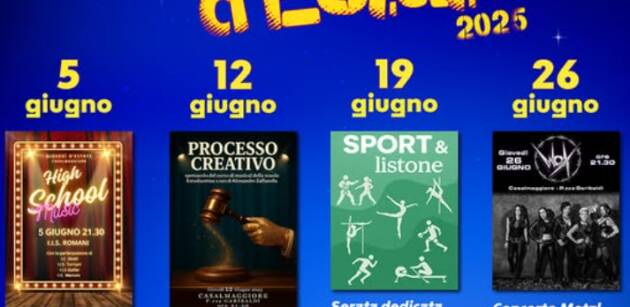 Casalmaggiore, i giovedì d'estate : 5,12,19 e 26 giugno 2025