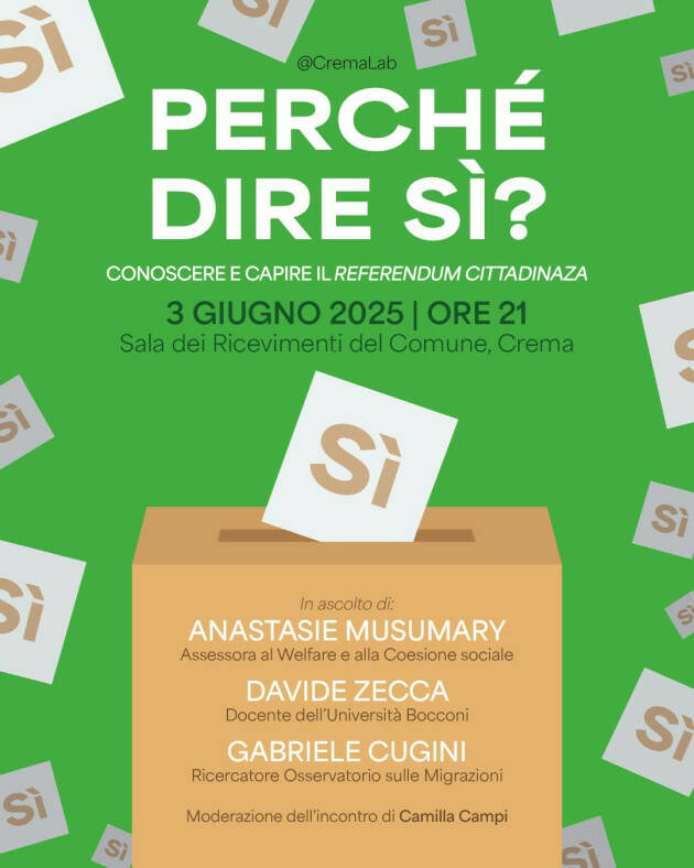 CremaLab promuove un evento pubblico sul referendum cittadinanza